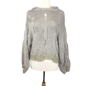 Moth Anthro Hooded Distressed Sweater Gold Trim